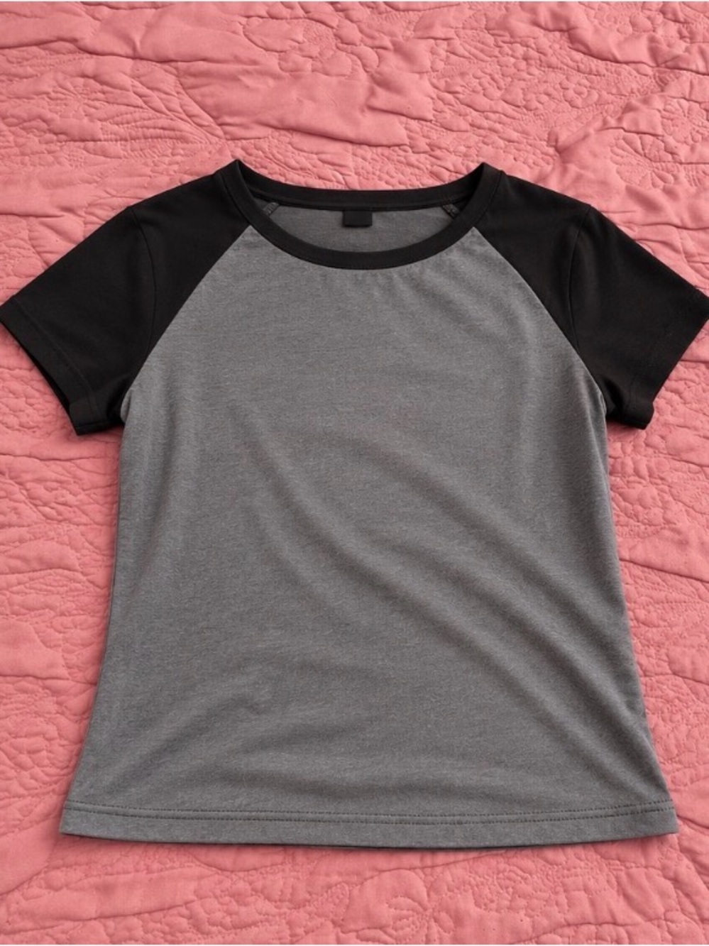 Girls' Gray & Black Raglan Tee